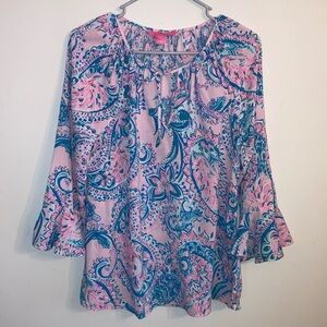 Lilly Pulitzer Willa flounce sleeve top size Small